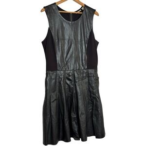 Halogen Black Leather Sleeveless Mini Dress